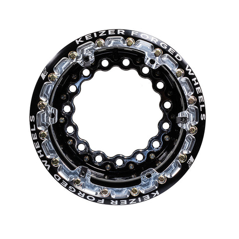 KEIZER ALUM WHEEL 15" x 10" x 4" OFFSET BEADLOCK FORGED - BLACK